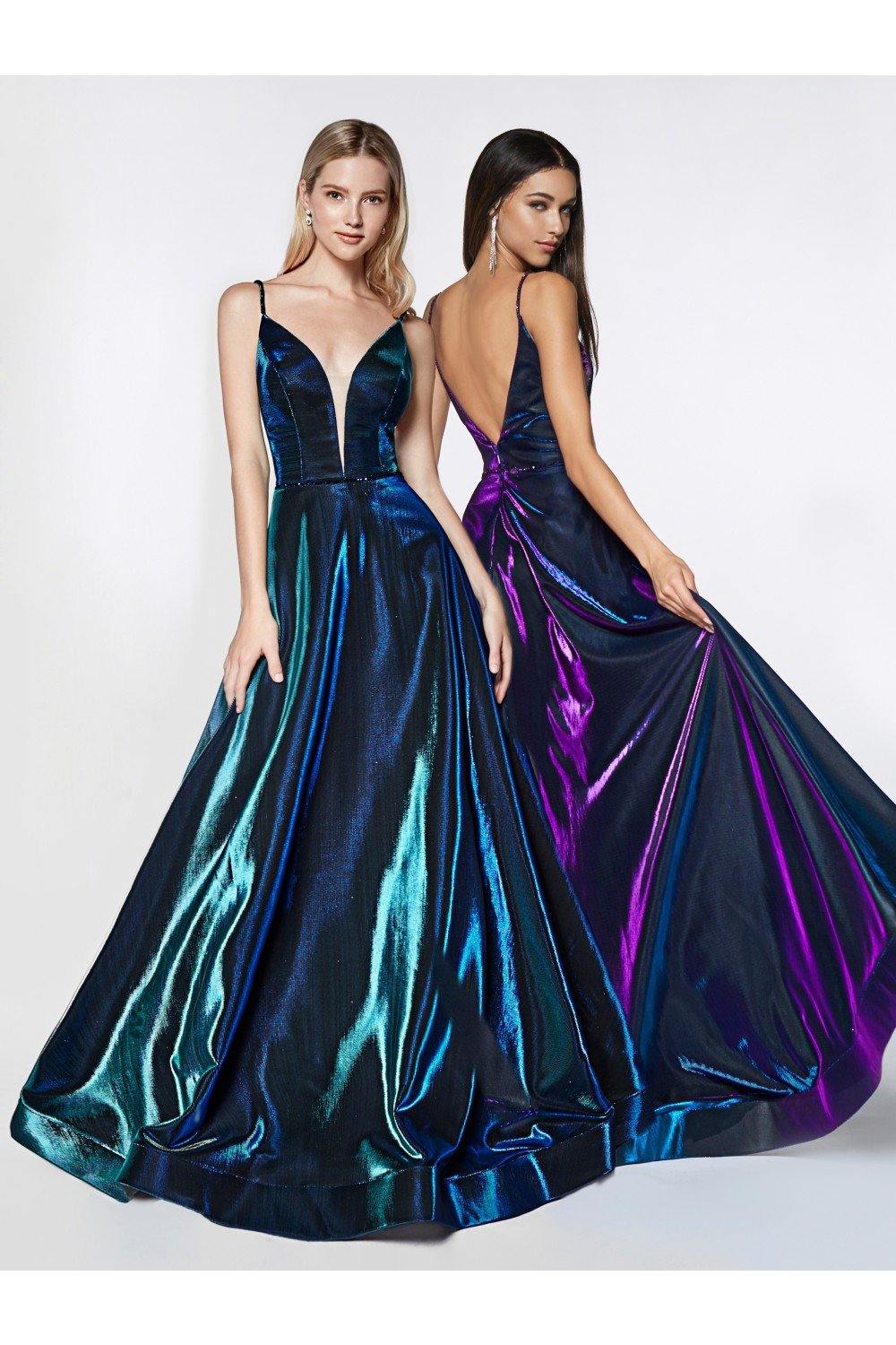 metallic prom dress